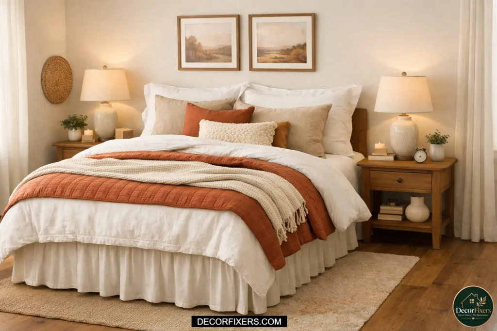 Layer a Bed Skirt or Valance for Visual Weight