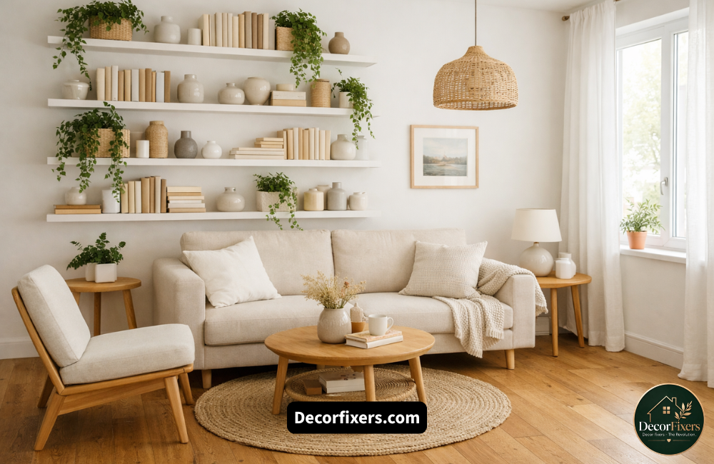 Maximize Vertical Space with Floating Shelves in Your Small Living Room