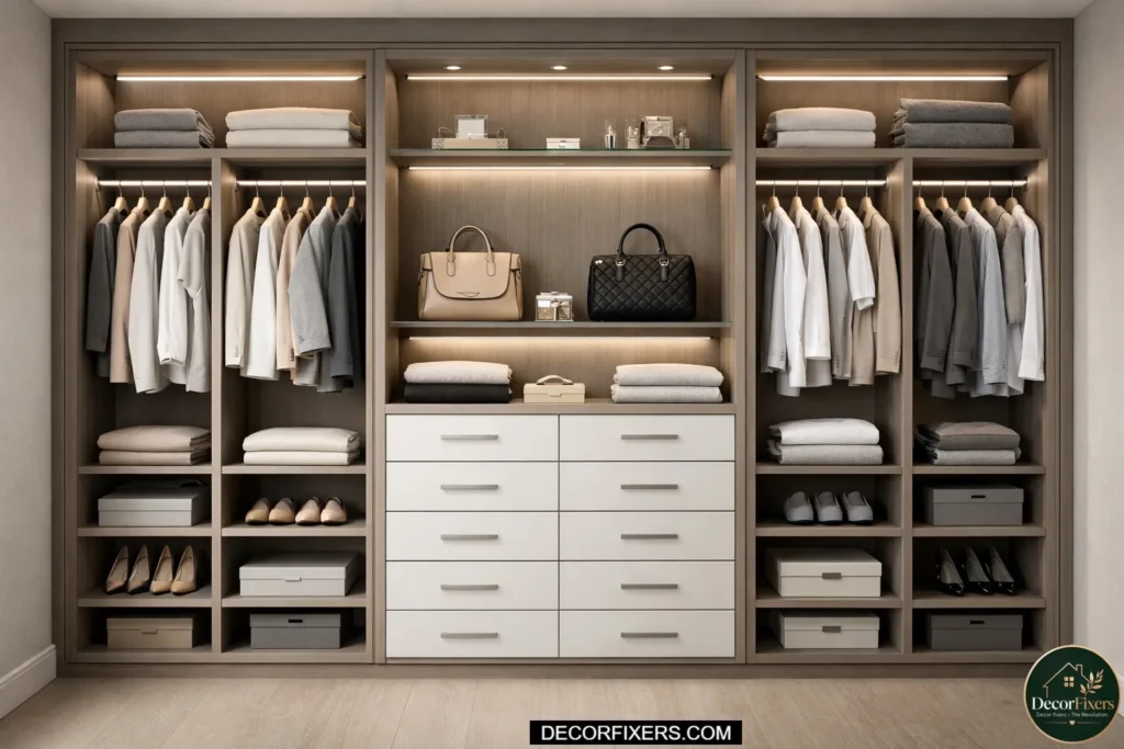 Custom style modular bathroom closet system