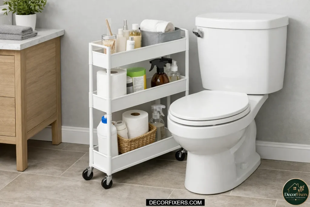 Rolling cart for extra bathroom storage