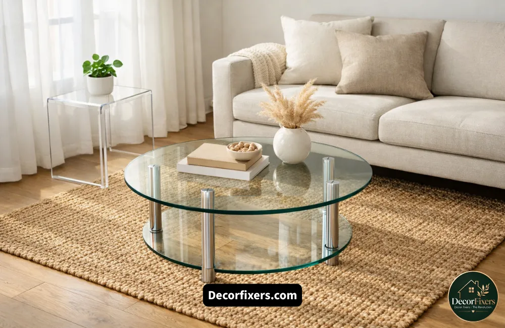 Use Glass and Reflective Surfaces for an Open Look in a Small Living Room