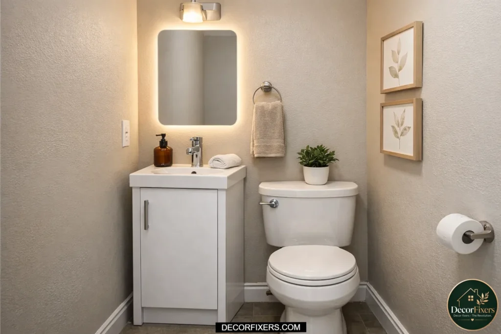 Small 18-inch vanity designed for compact half bathrooms