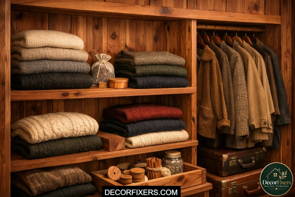 Cedar-lined DIY closet shelves for protecting delicate clothing
