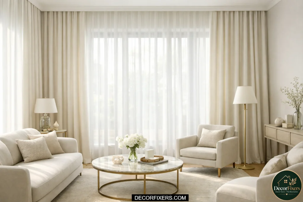 ceiling height curtains making small room look taller