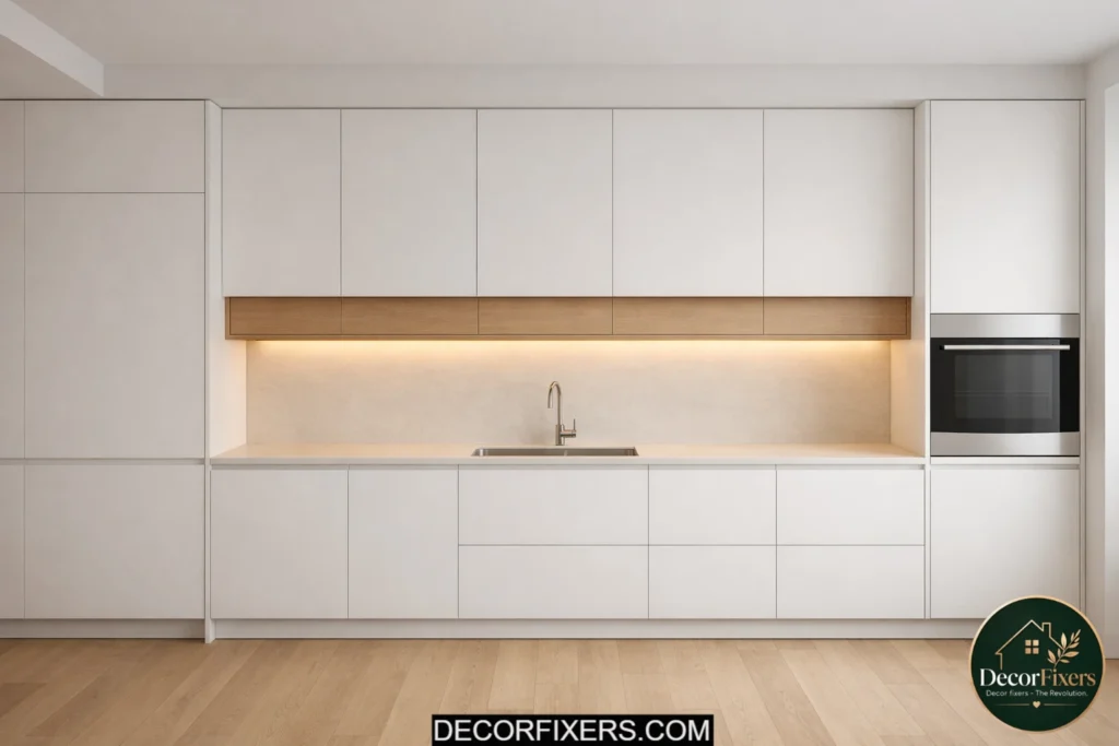 Minimalist kitchen with clutter-free countertops and concealed storage