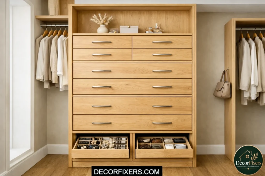Floor-to-ceiling DIY closet tower shelves for vertical storage