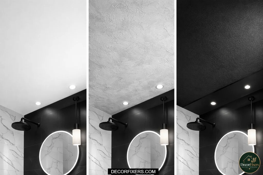Glossy bathroom floor creating slip hazard compared to matte anti-slip tile surface