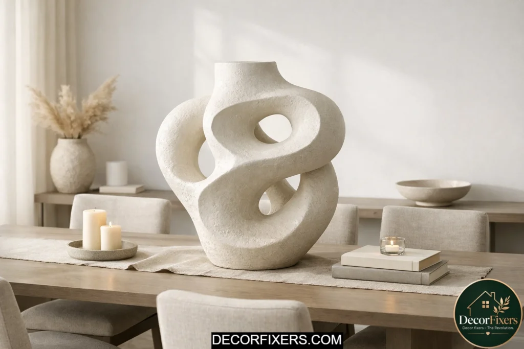 Budget dining room styled around one expensive-looking statement decor piece