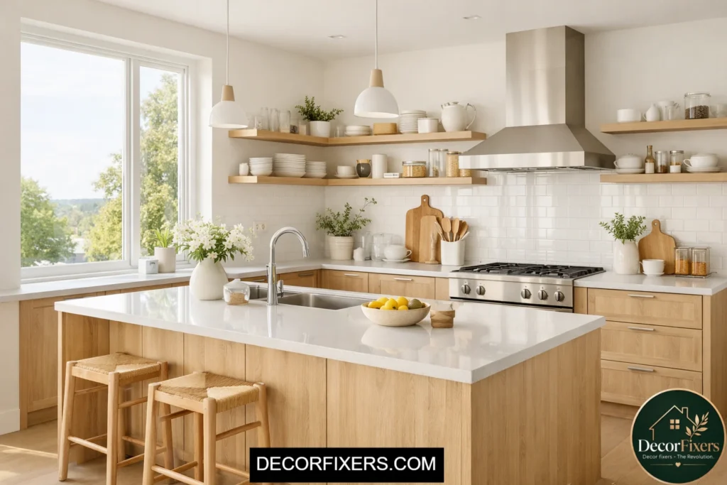Bright Scandinavian kitchen with abundant natural light