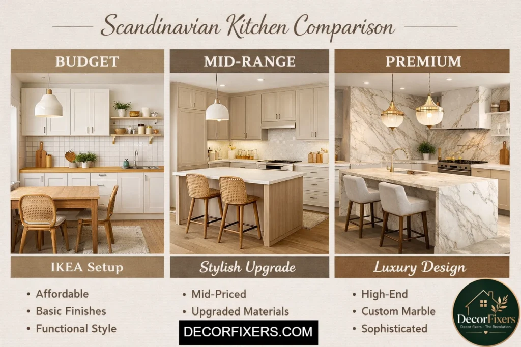 Scandinavian kitchen budget comparison designs