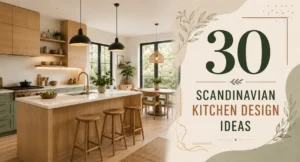 Scandinavian kitchen feature image with oak cabinets and Nordic styling
