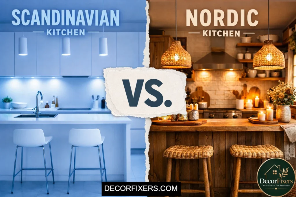 Common Scandinavian kitchen mistake versus warm design fix