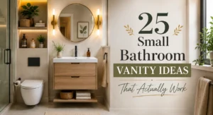 Modern small bathroom with floating vanity and space-saving storage ideas