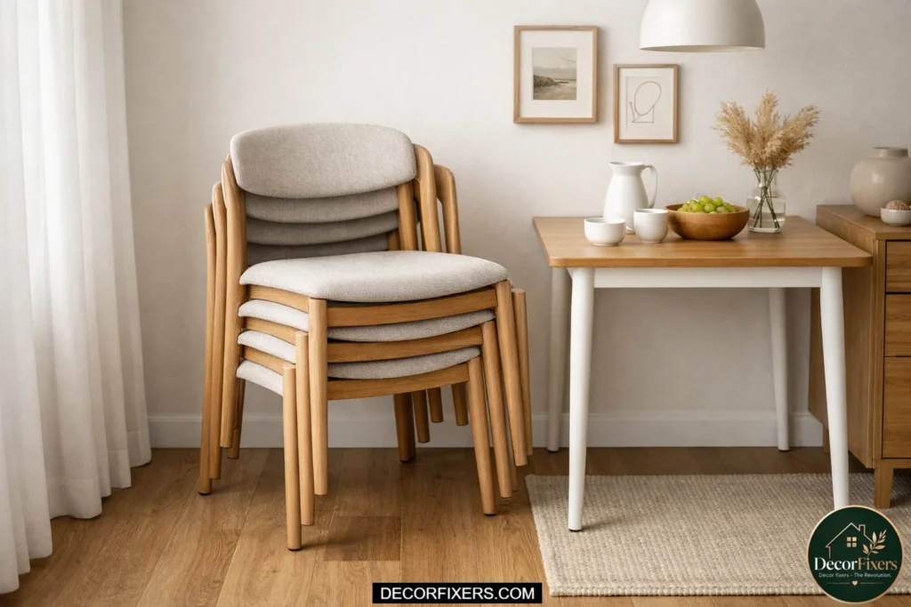 Stackable dining chairs for modern small apartment dining room