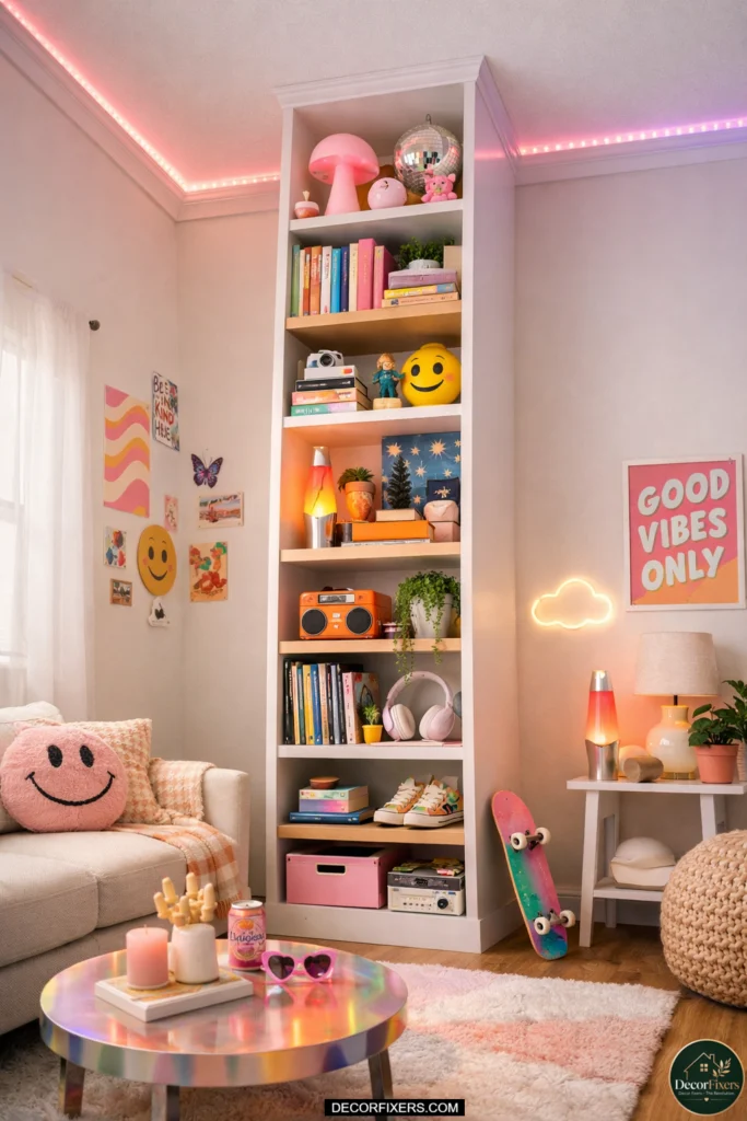 tall bookshelf maximizing vertical space in small living room