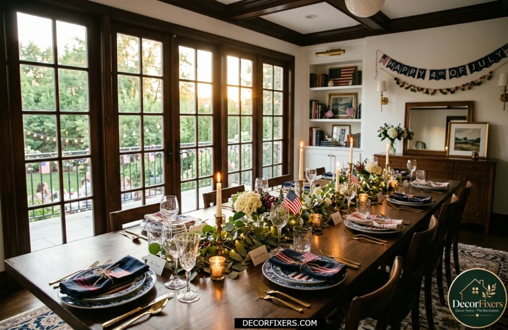 Candlelight and natural golden-hour sunlight creating a cozy holiday dining atmosphere
