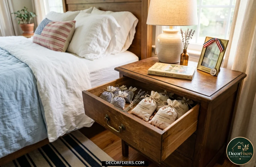 4th of July bedroom featuring scented patriotic drawer sachets