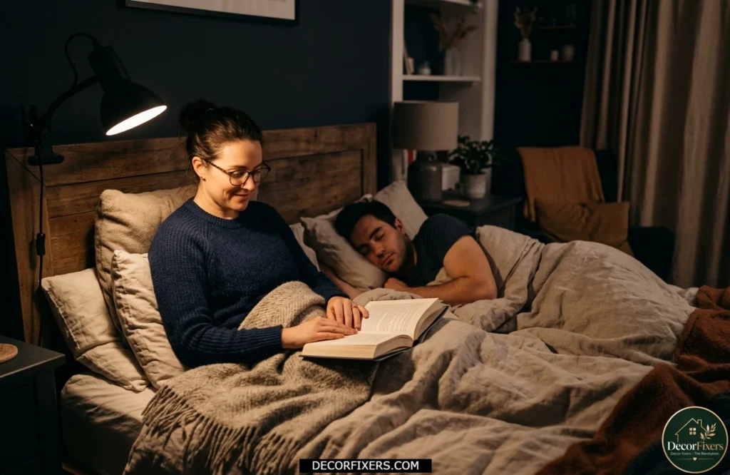 Focused reading light allowing bedtime reading without disturbing a partner