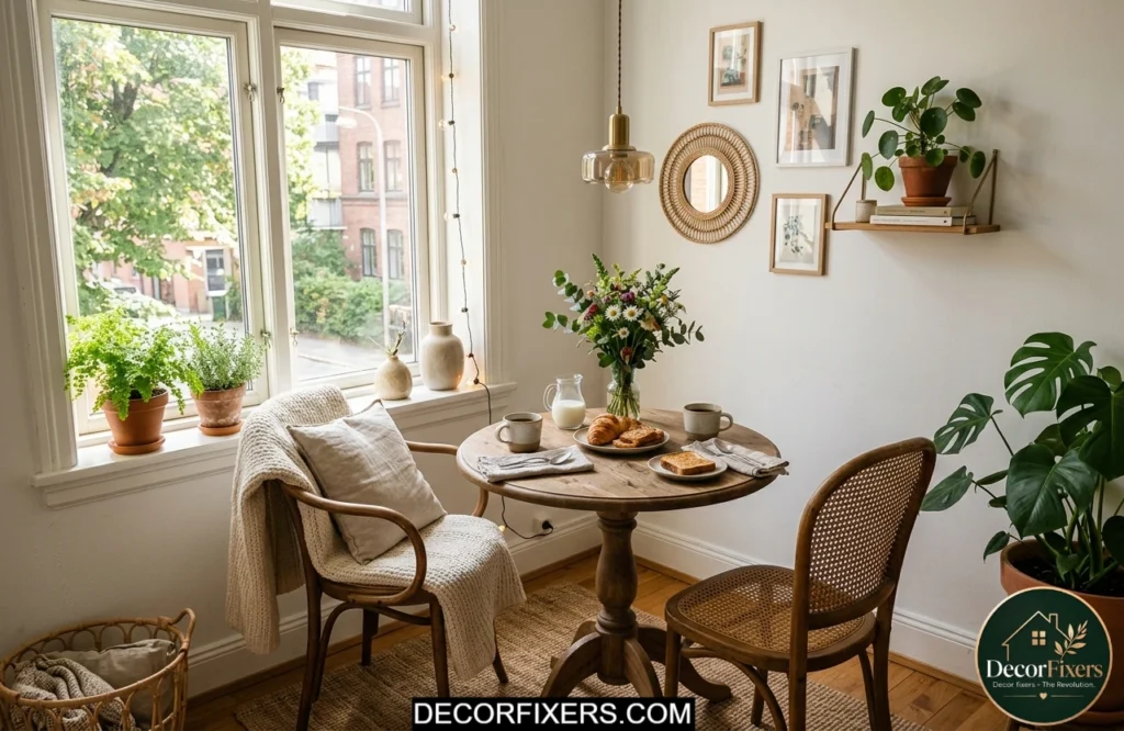 Tiny dining room ideas for apartments showcasing a cozy corner dining nook