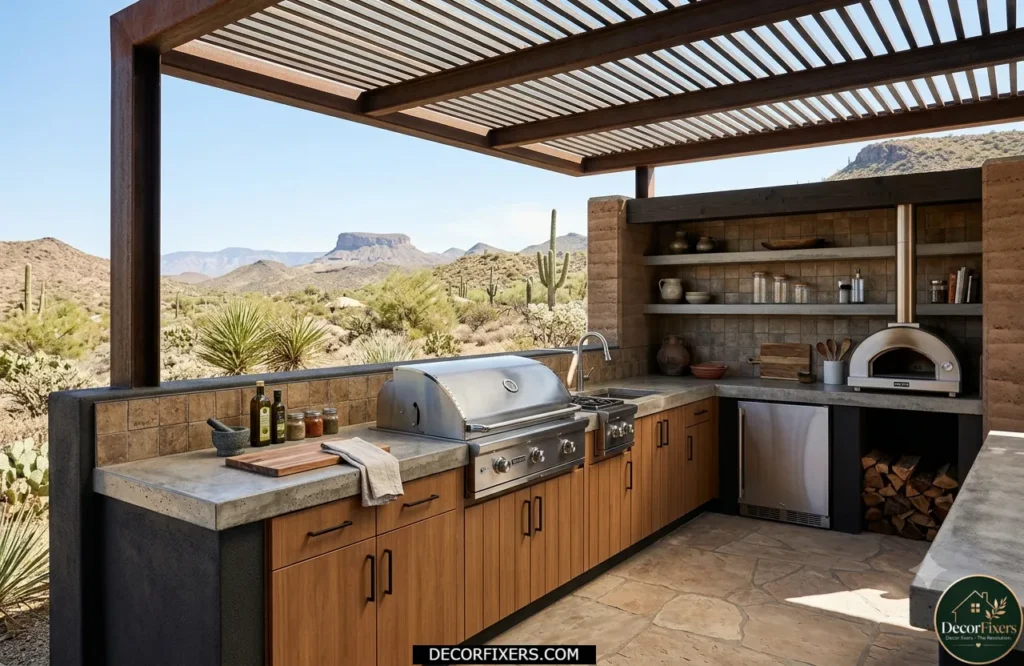 UV-resistant outdoor kitchen built for hot climates
