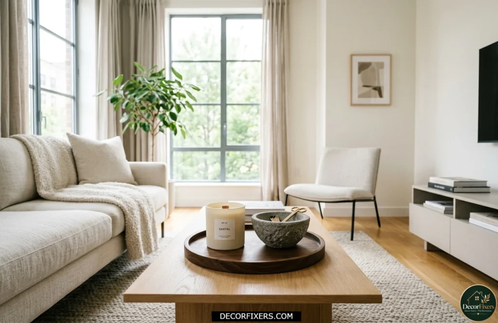 Minimalist coffee table decor for a small living room