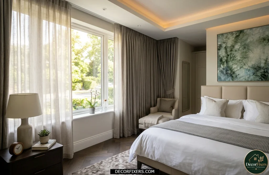 Sheer and blackout curtains balancing natural light and nighttime comfort