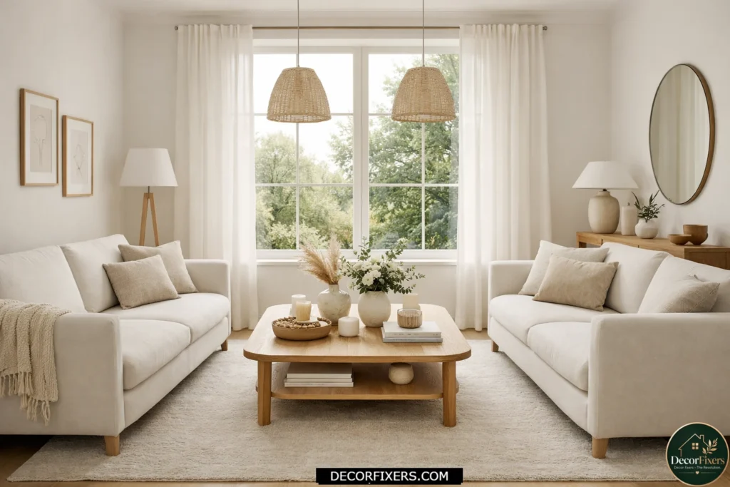 TV-free living room layout designed for conversation and social interaction